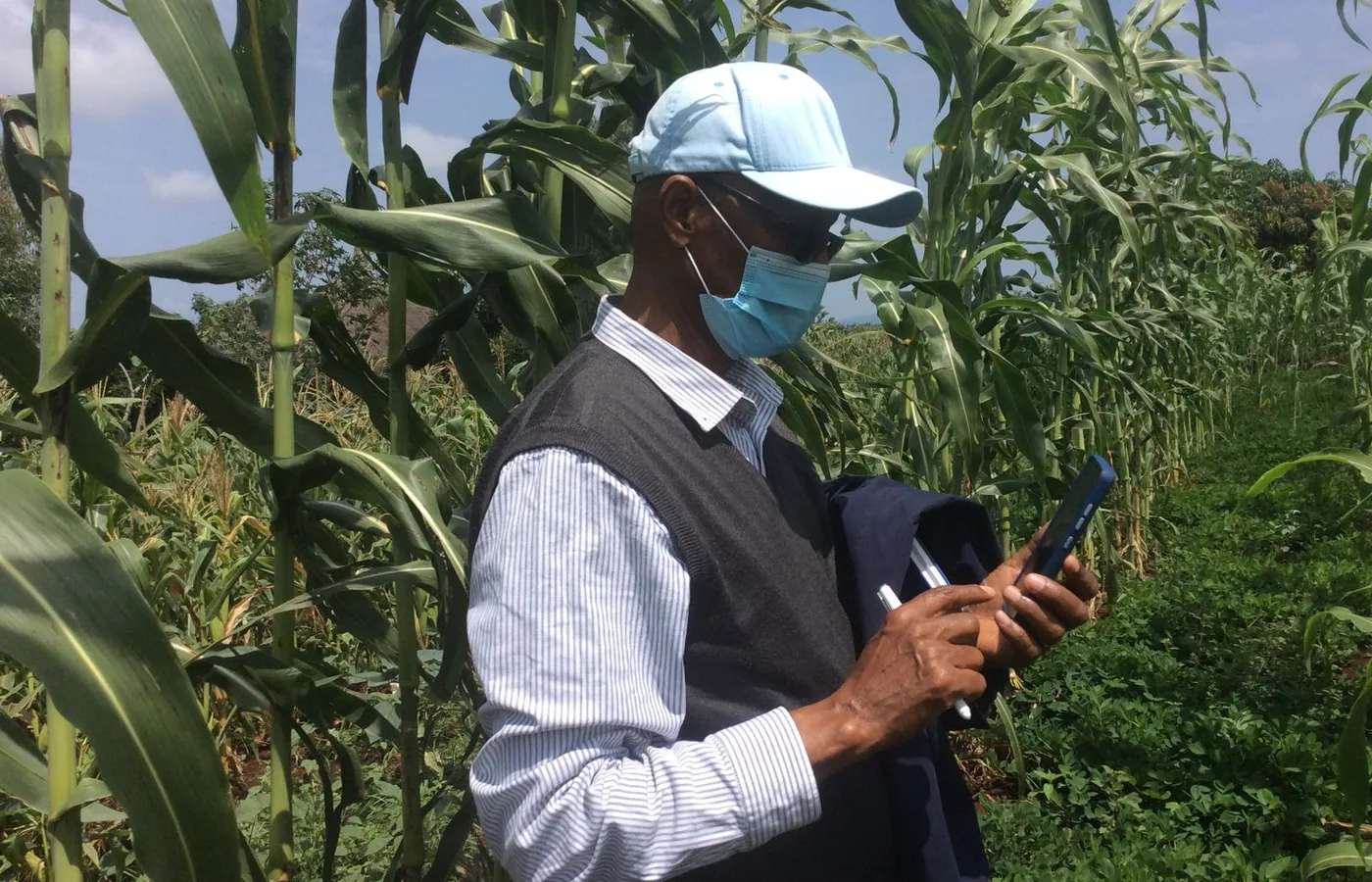 Field researcher collecting evidence in an agricultural setting